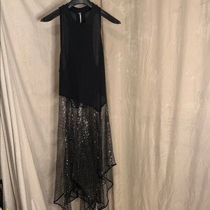 Free People Black High-Low Sequin Hem Dress